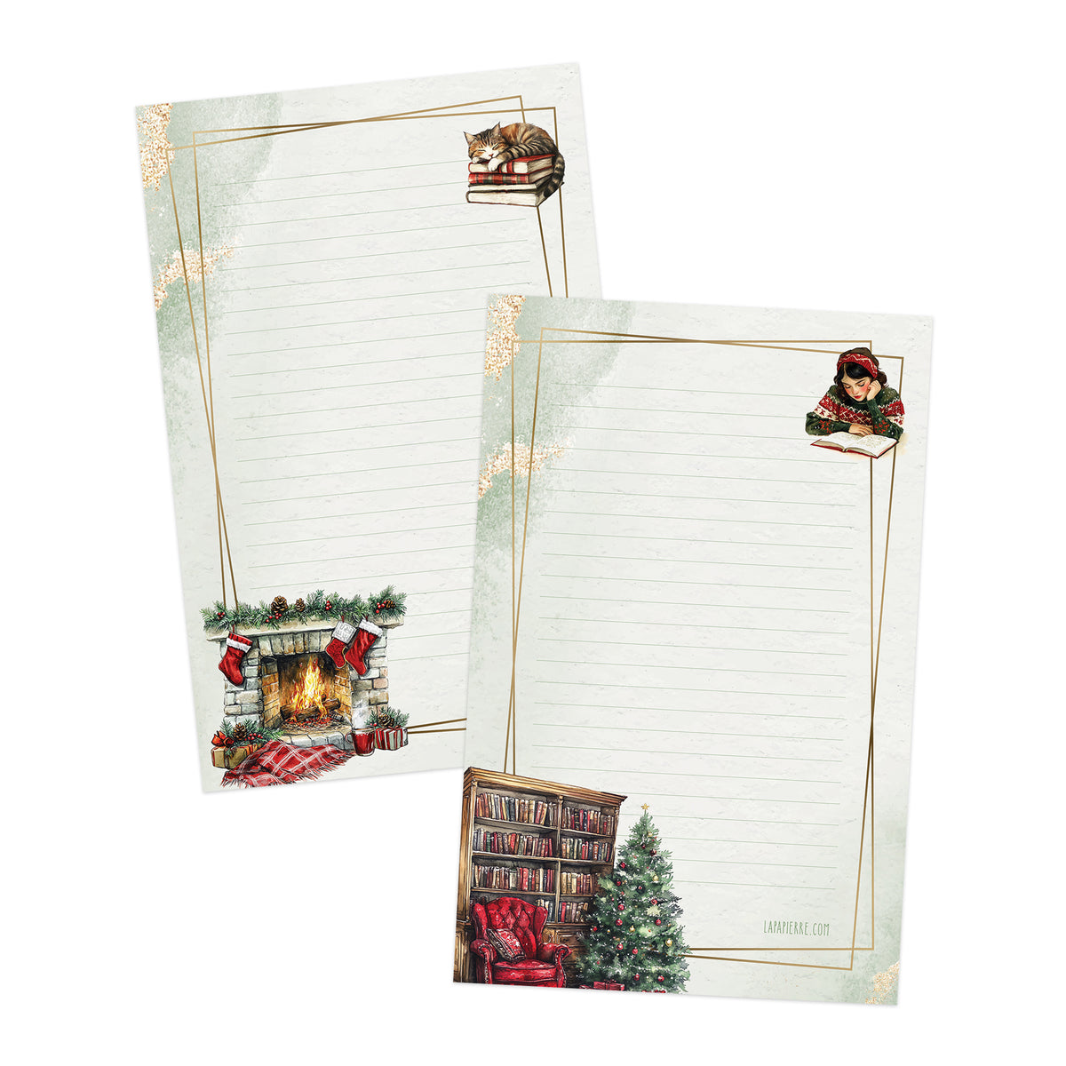 Cozy Christmas double-sided stationery set