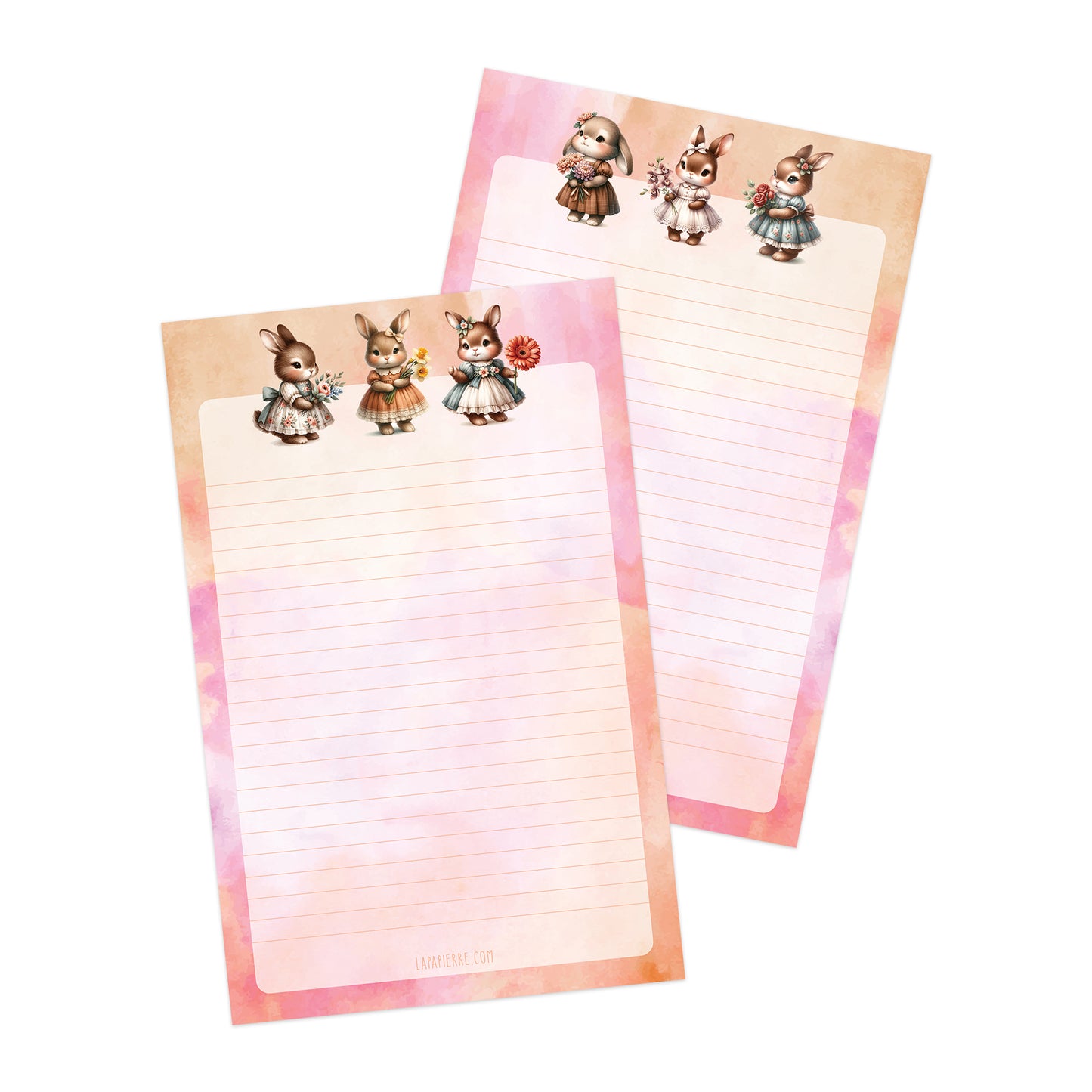 Country Bunnies double-sided letter writing paper
