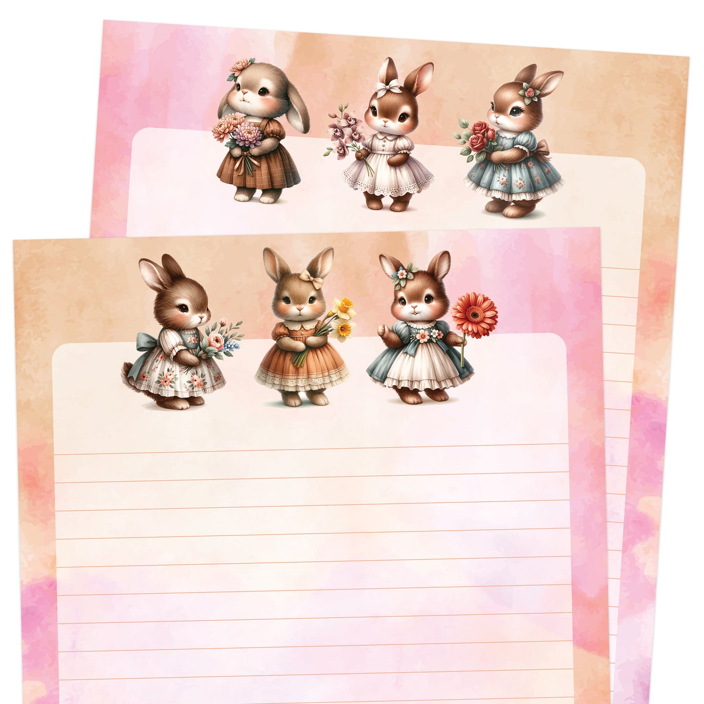 Country Bunnies double-sided letter writing paper