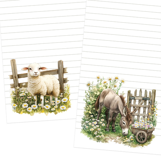 Farm Friends double-sided letter writing paper