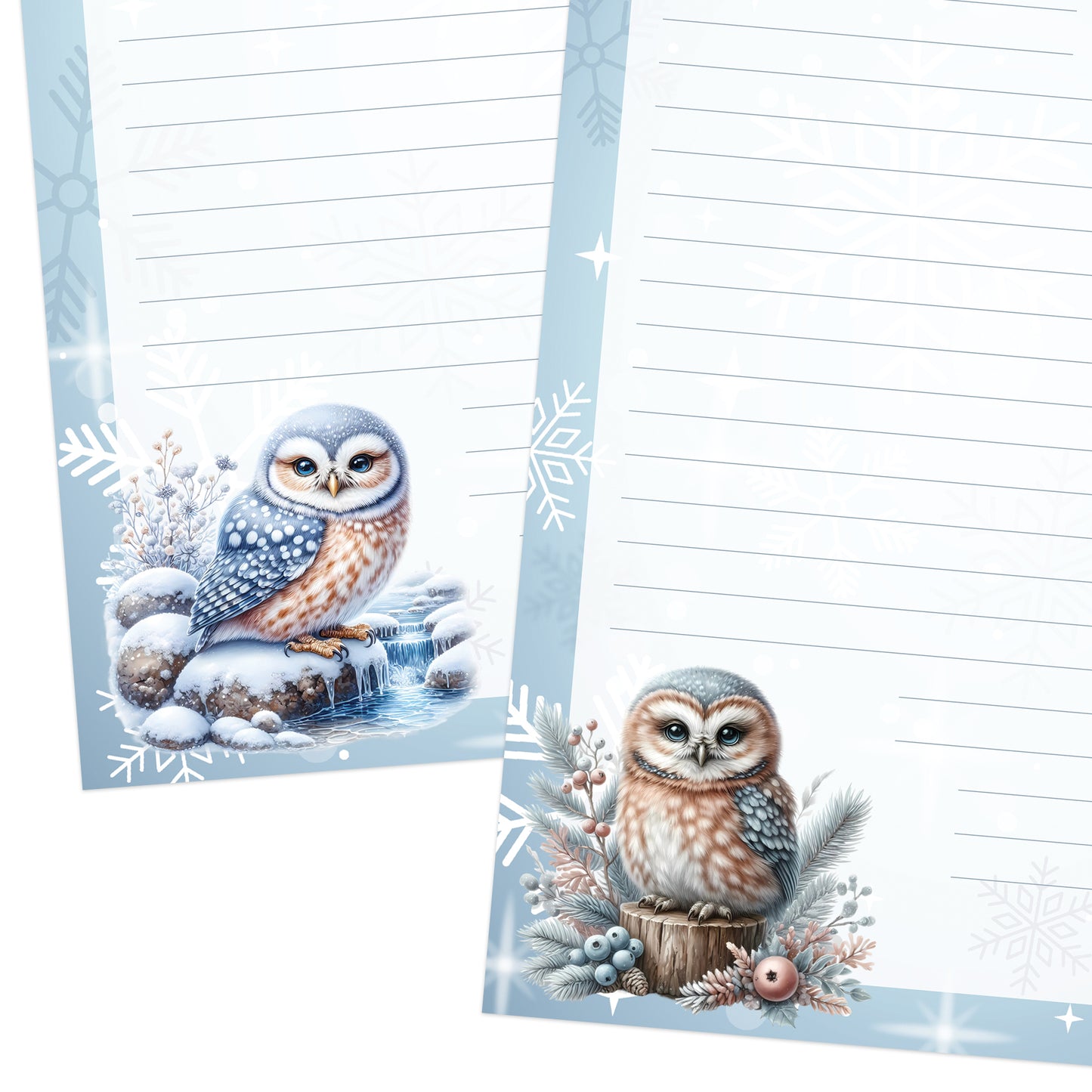 Frosty Owls double-sided letter writing paper
