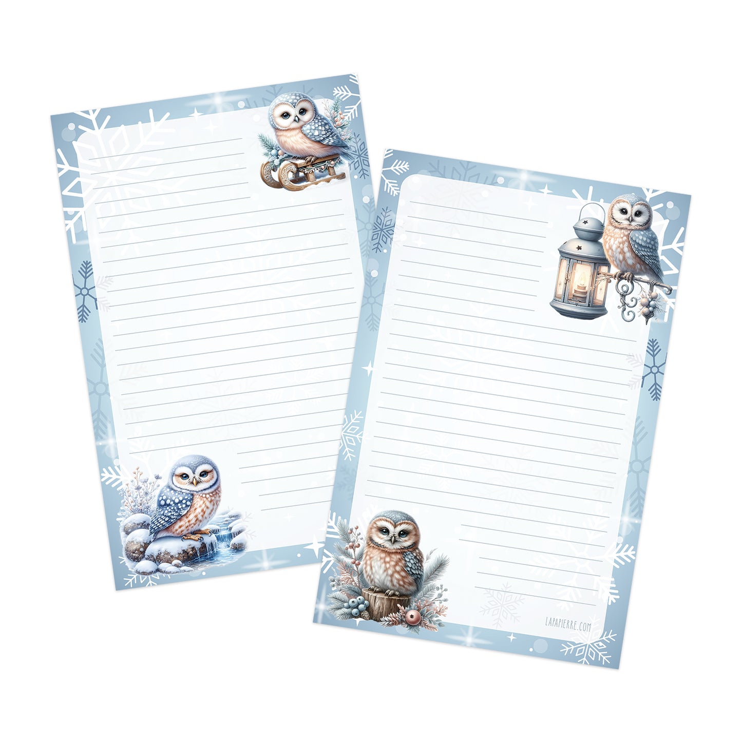 Frosty Owls double-sided letter writing paper