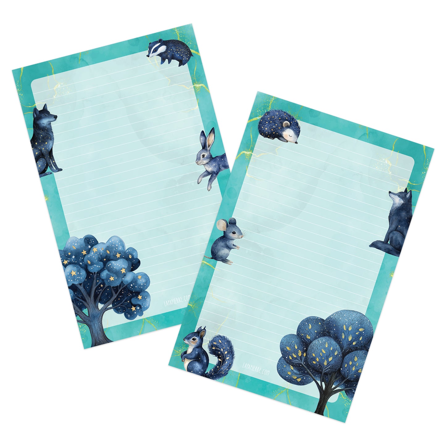 Moonlight Menagerie double-sided letter writing paper