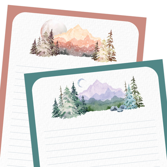 Majestic Mountains double-sided letter writing paper