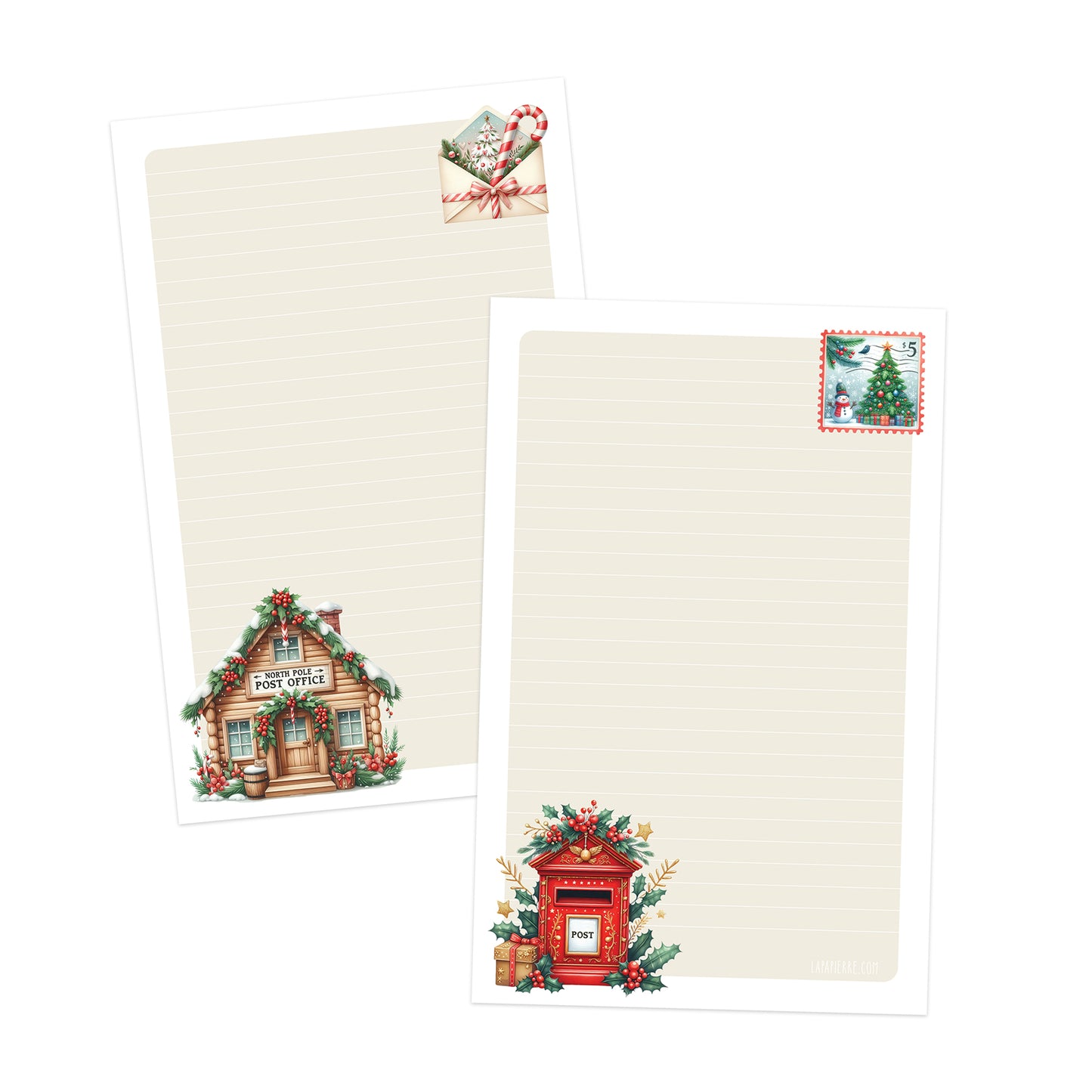 North Pole Post double-sided letter writing paper
