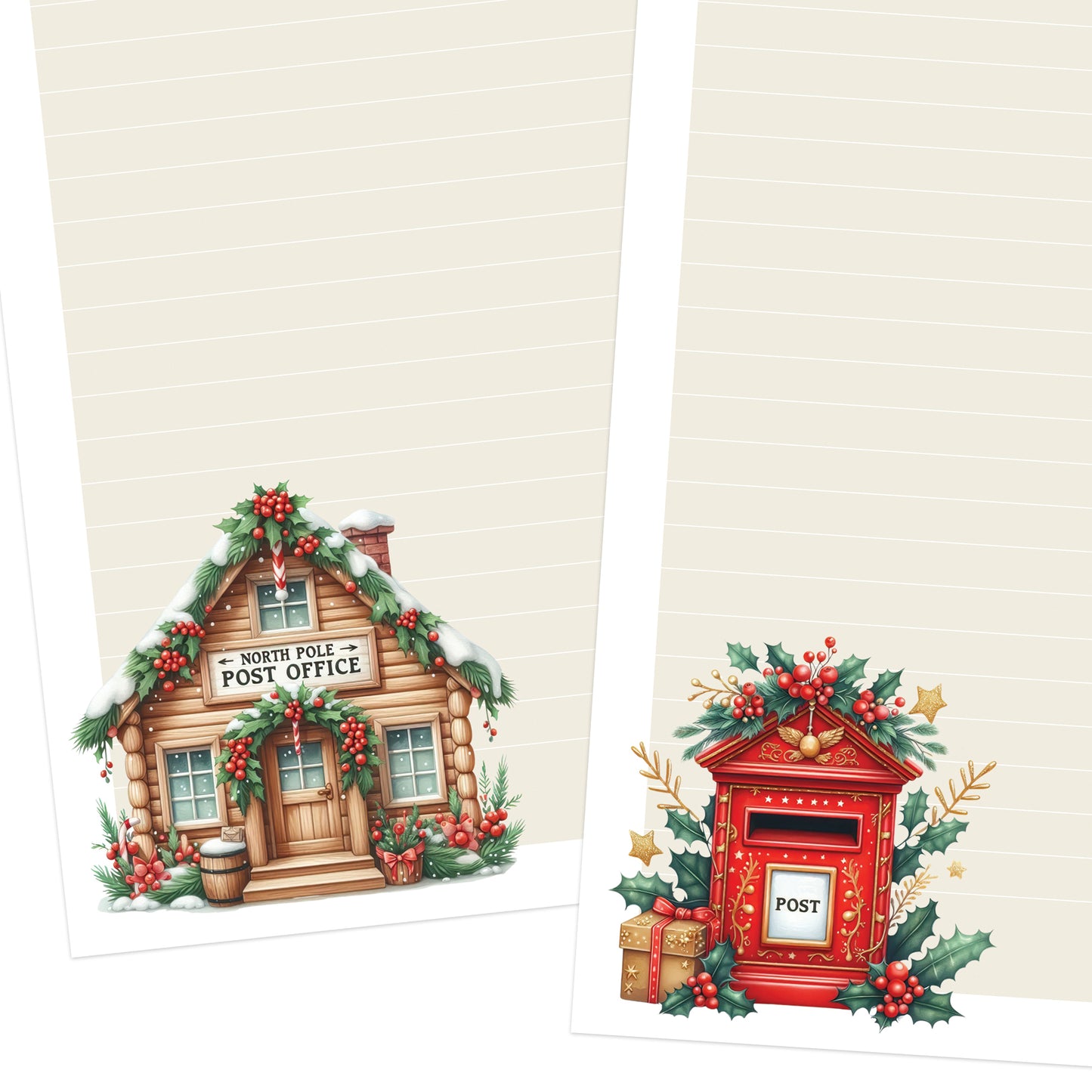 North Pole Post double-sided letter writing paper