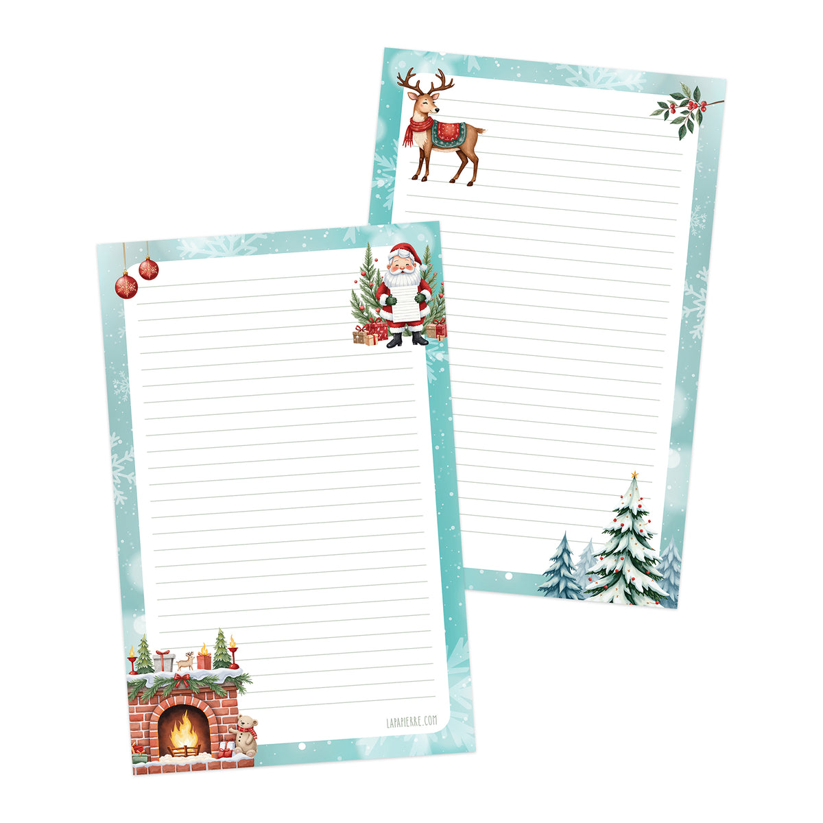 Santa's List double-sided stationery set