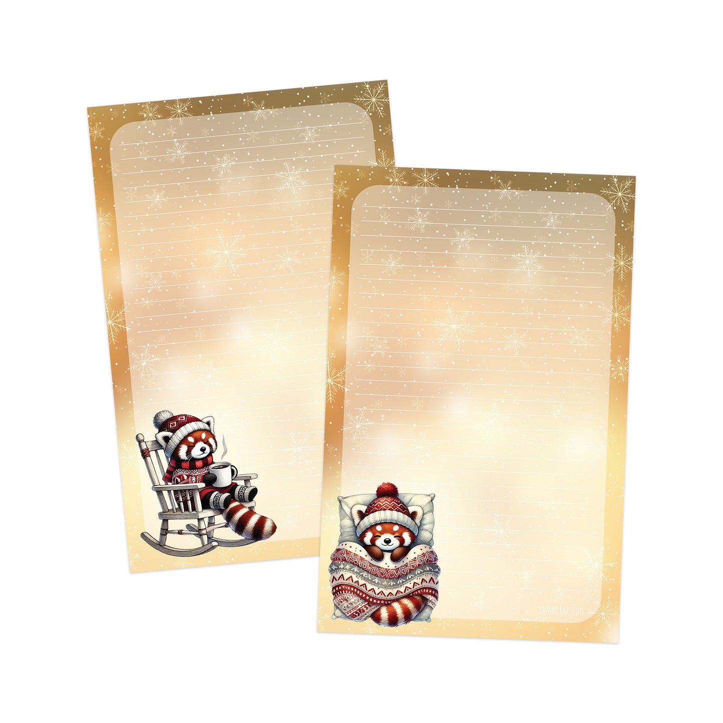 Snowflake Snuggles double-sided letter writing paper