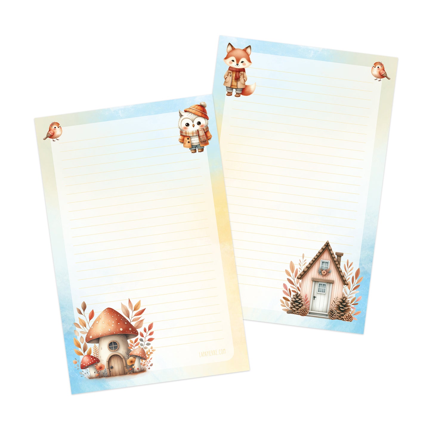 Cabin Critters double-sided letter writing paper