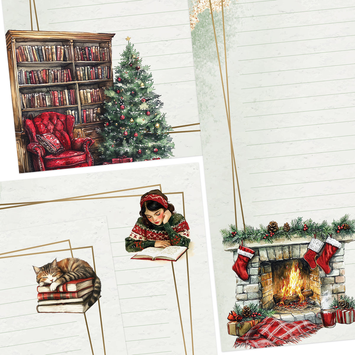 Cozy Christmas double-sided stationery set