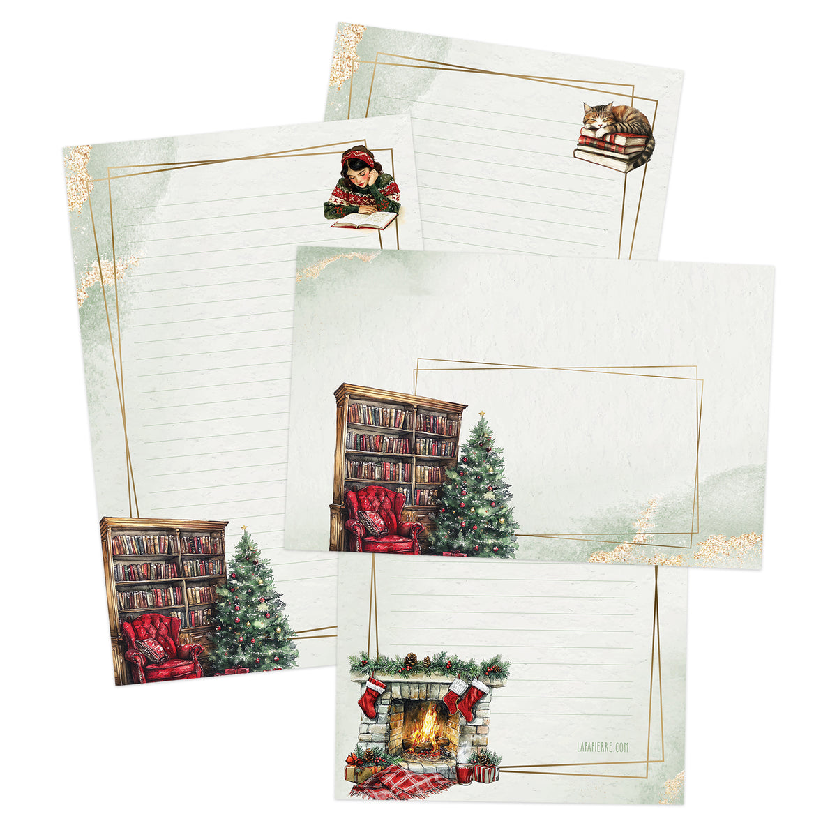 Cozy Christmas double-sided stationery set