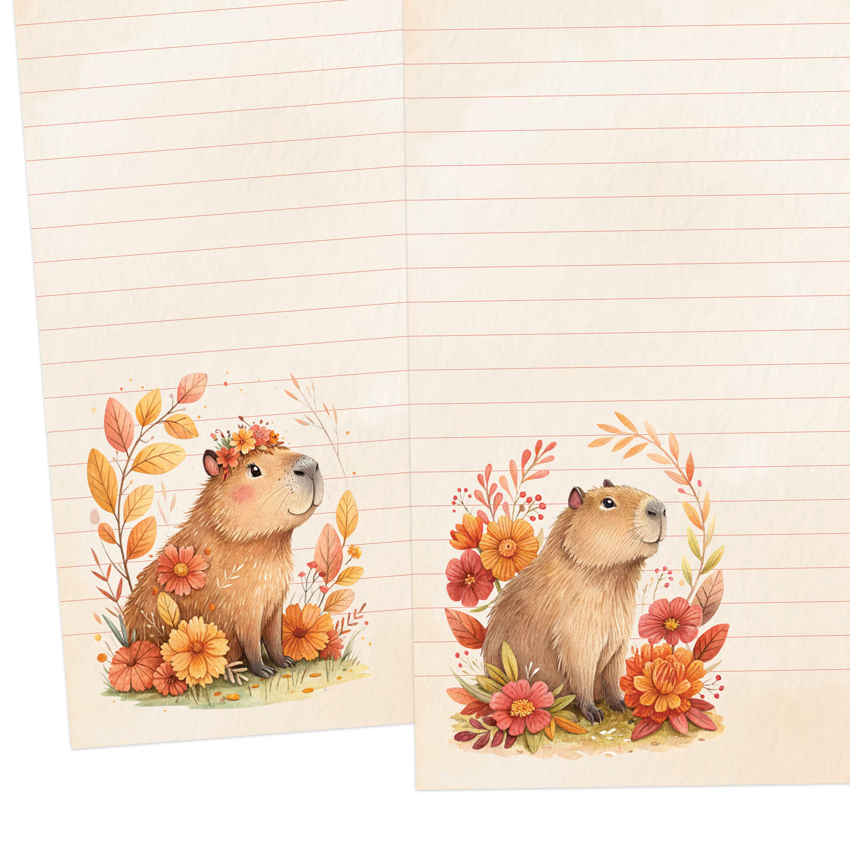 Capybara Charm double-sided letter writing sheets