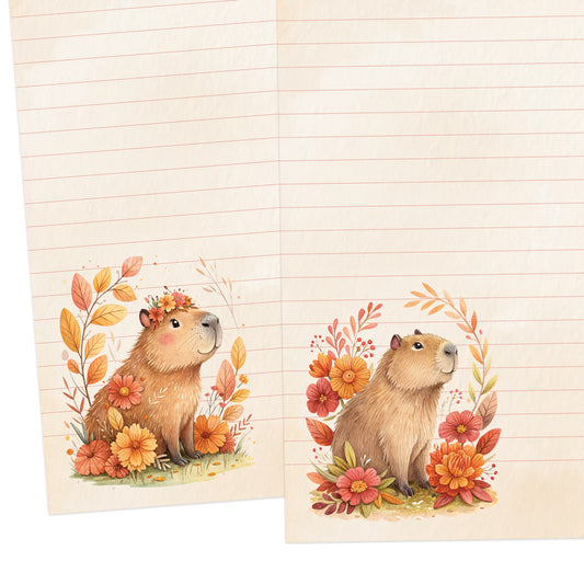 Capybara Charm double-sided letter writing sheets