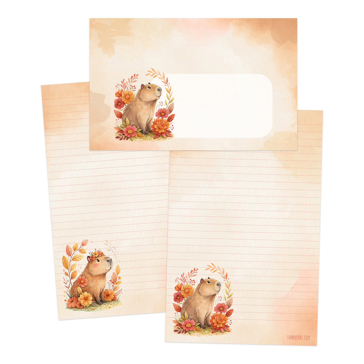 Capybara Charm double-sided stationery set