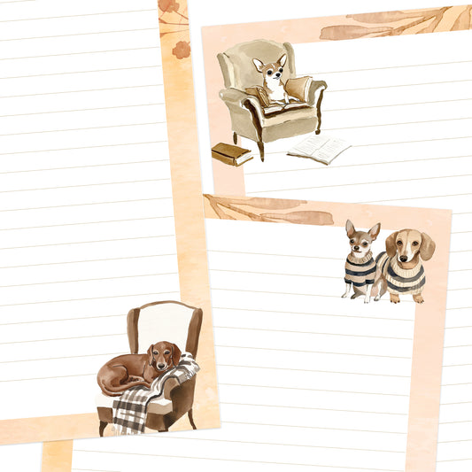 Cozy Canines double-sided letter writing sheets