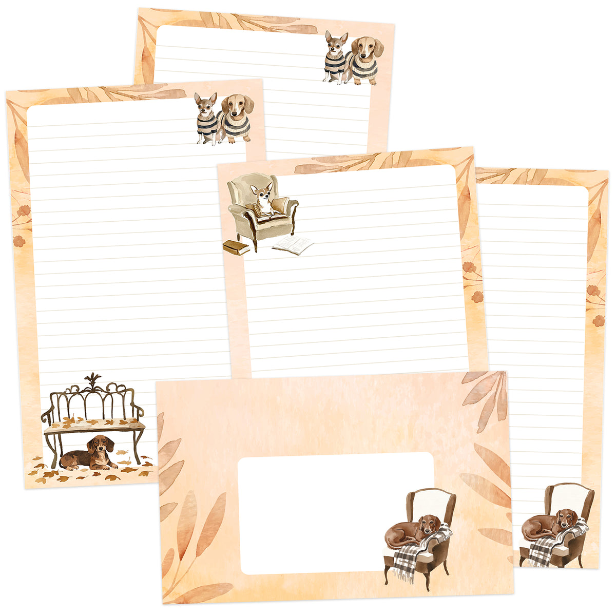 Cozy Canines double-sided stationery set