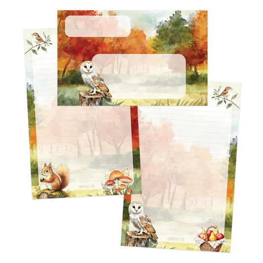 Fall Forest double-sided stationery set