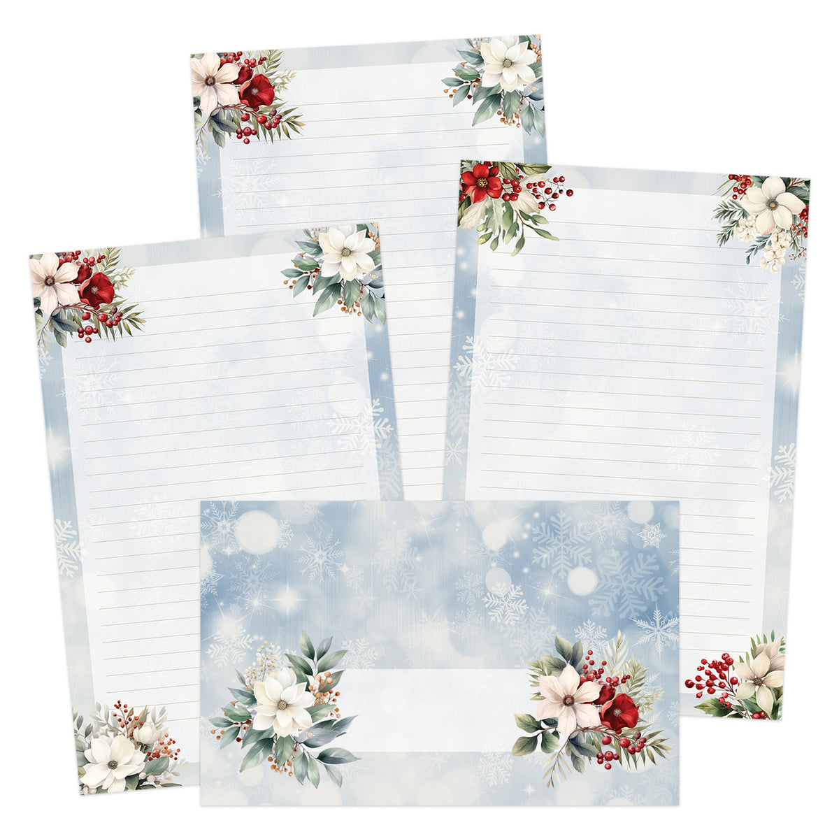 Merry and Bright double-sided stationery set