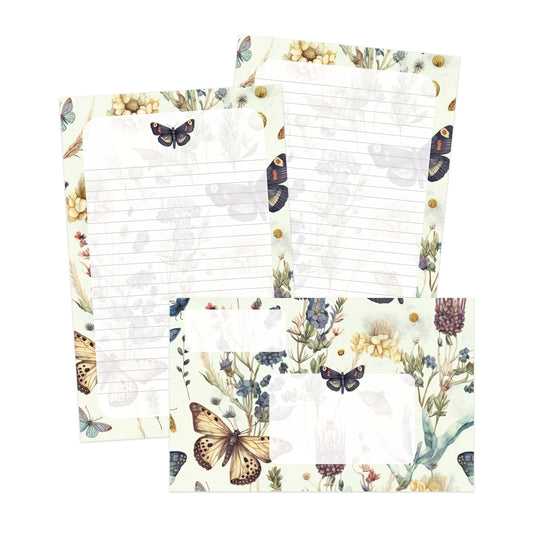 Lepidoptera double-sided stationery set