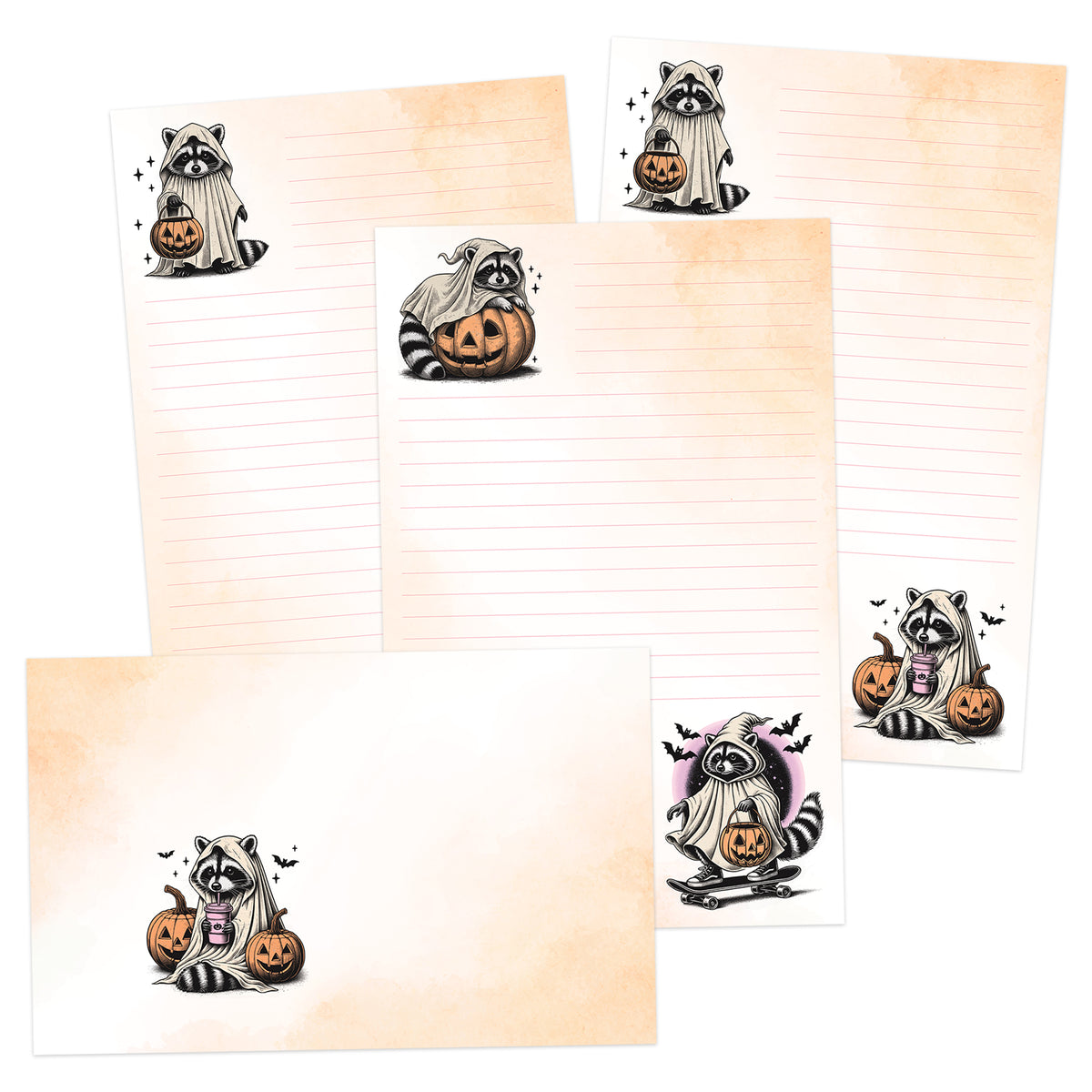 Revenant Raccoons double-sided stationery set