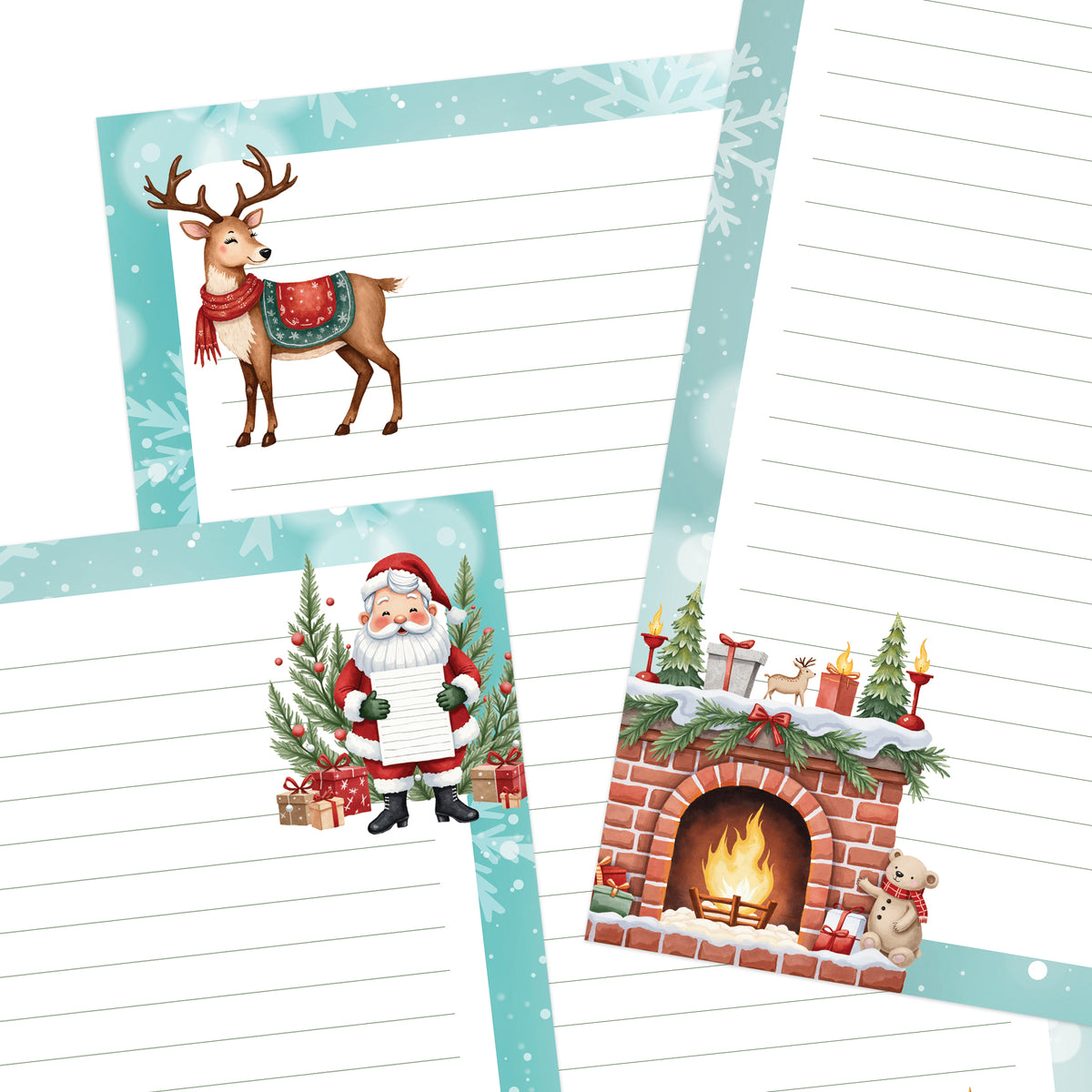 Santa's List double-sided stationery set
