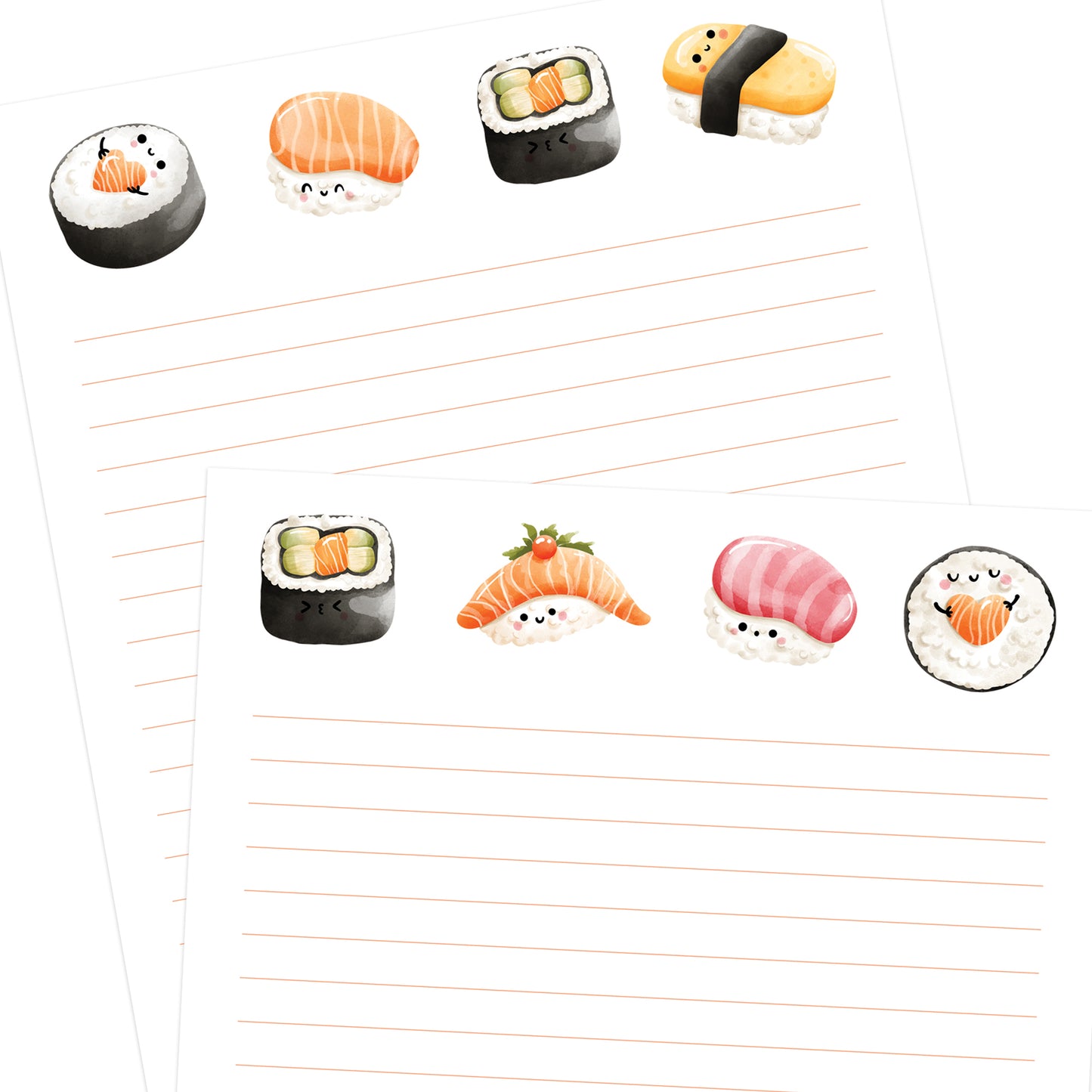 Sushi Party double-sided letter writing paper