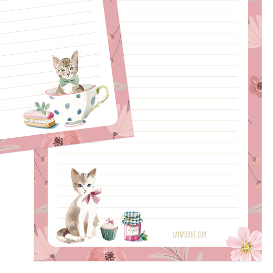 Teatime Kittens double-sided letter writing sheets