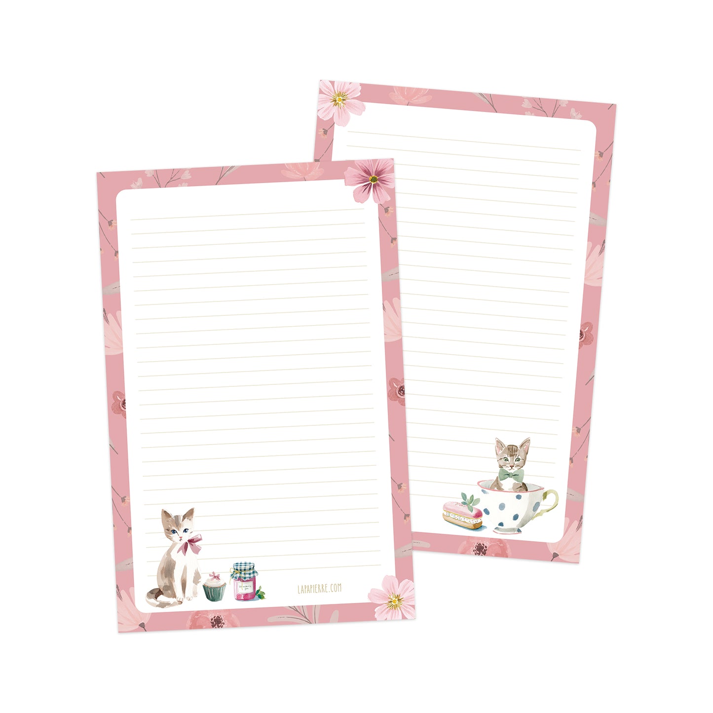Teatime Kittens double-sided stationery