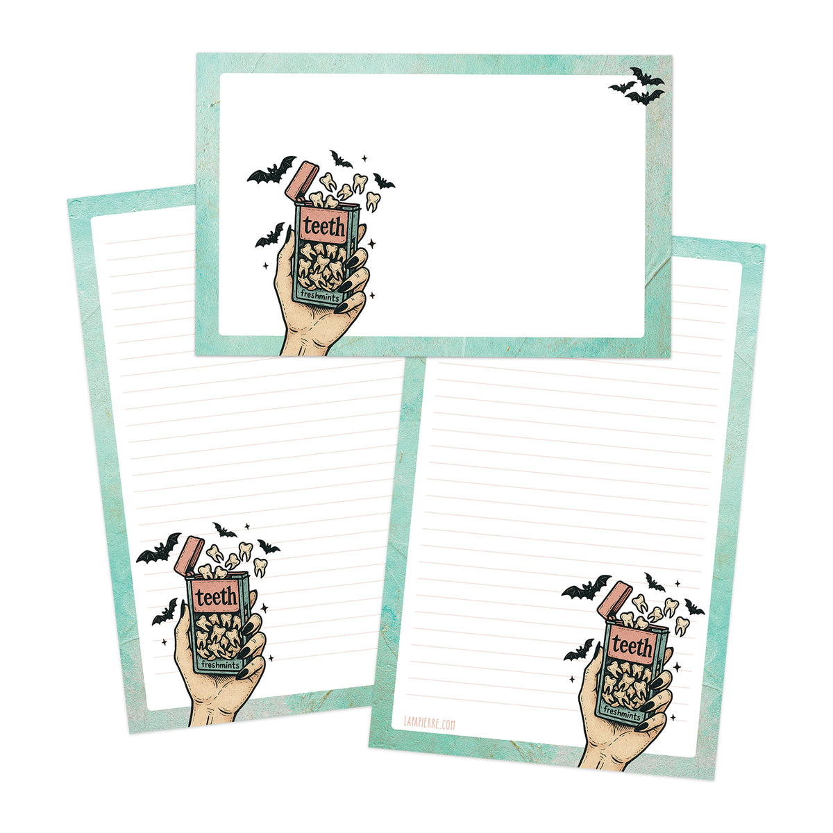 Trick-or-Teeth double-sided stationery set